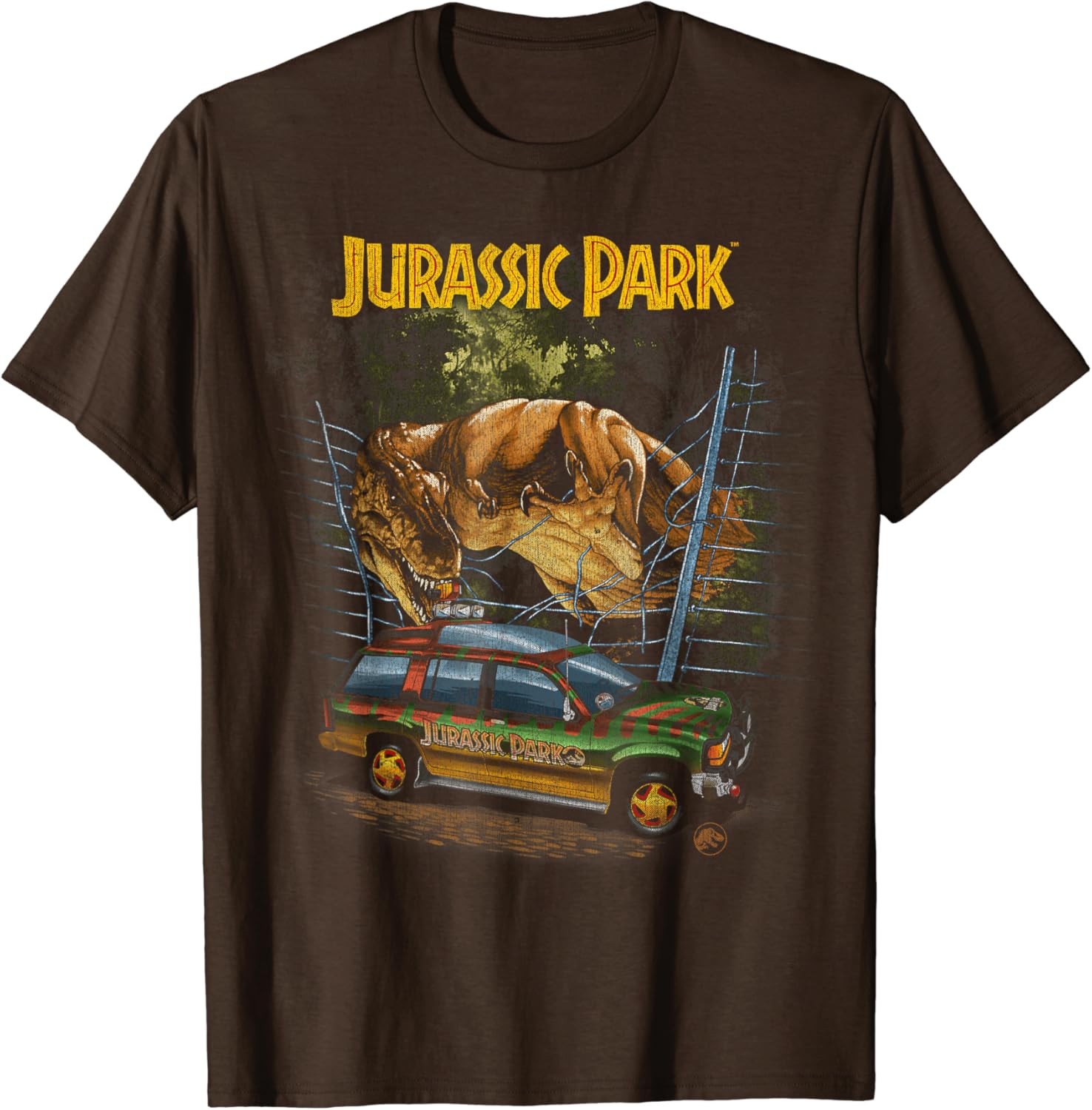 Jurassic Park Vintage T-Rex Break Out T-Shirt - Amazon.com